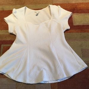 White F21+ 2X Peplum Top